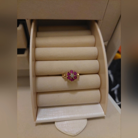 14k Victorian ruby seed pearl ring - Picture 5 of 11